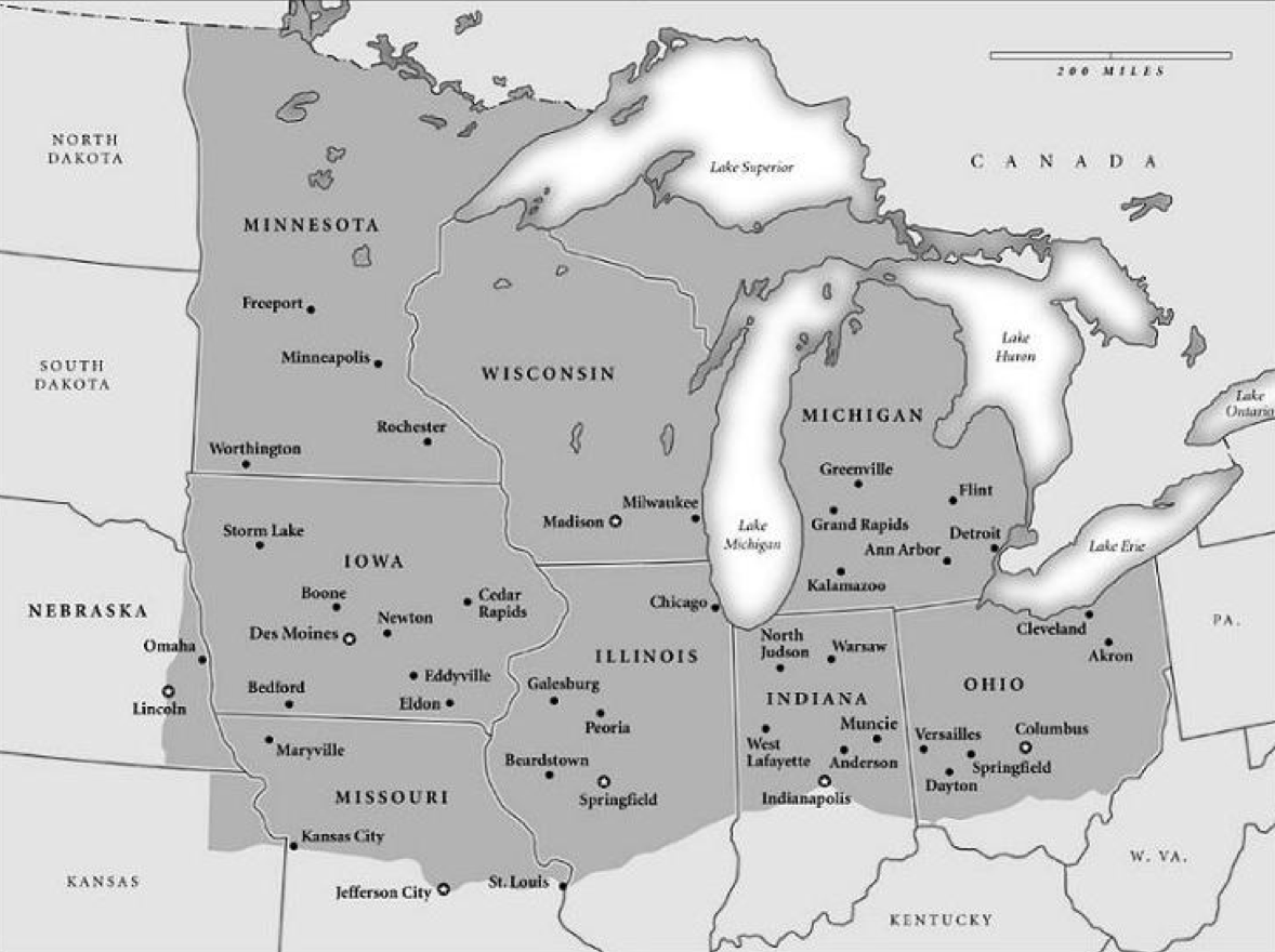 Map of Midwest Map of Midwest Map of Midwest
