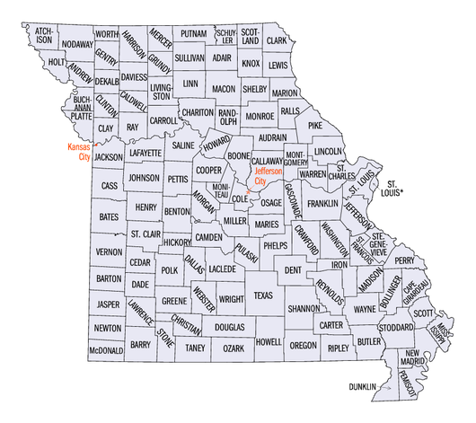 Map of Missouri Counties Map of Missouri Counties Map of Missouri Counties